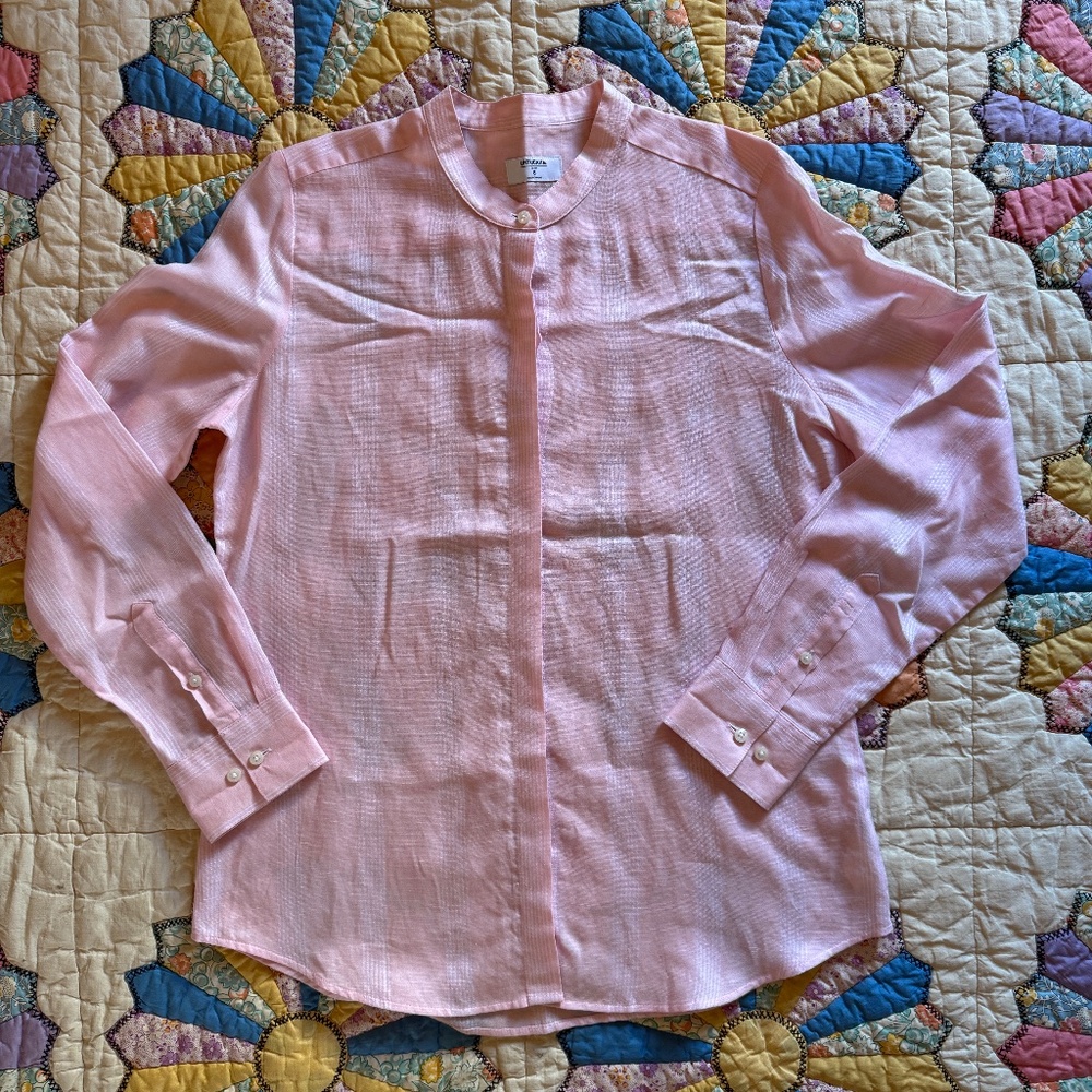 UNTUCKit for her Kathryn Shirt Tencel Linen Button Front Pink Women's Size 6